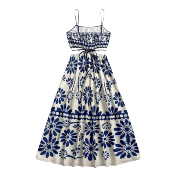 Floral Blue and White Dress - Picture 2 of 2